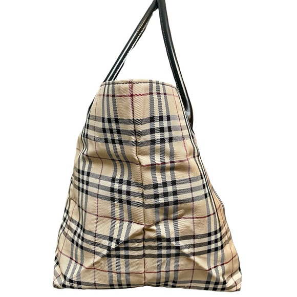 Burberry Blue Label Novacheck Plaid Full-Zip Nylon Oversized Tote Weekender Bag - Picture 5 of 12